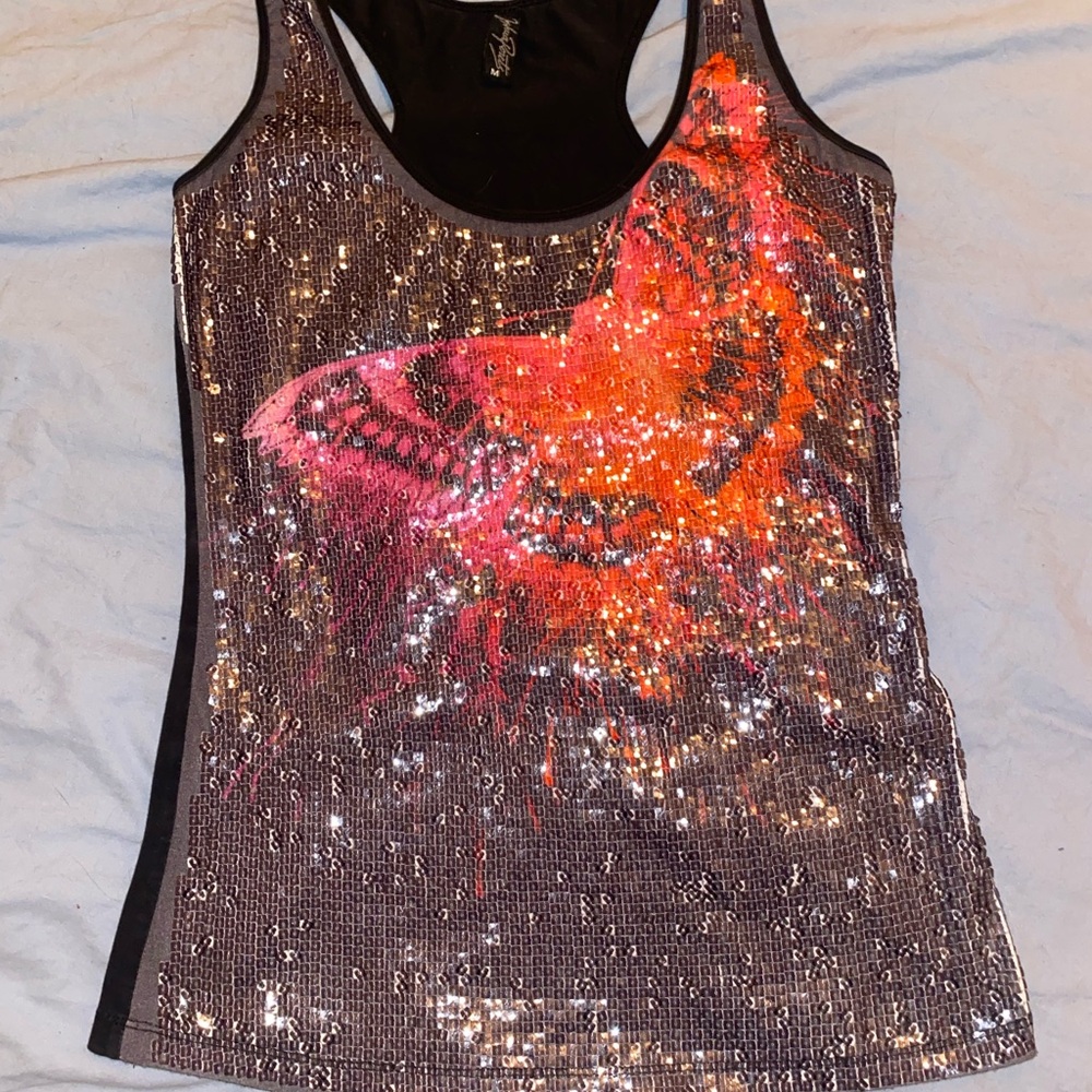 Sequin Butterfly Tank Top